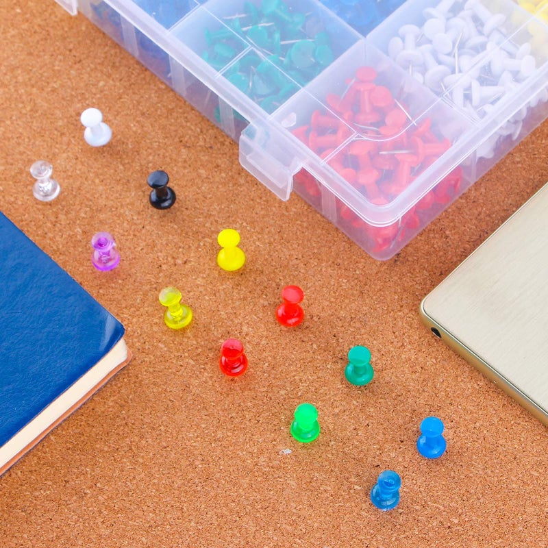 Yalis Push Pins Color Thumb Tacks 600-Count Standard Pins Steel Point and Colored Plastic Head, 12 Assorted Colors - Image 4